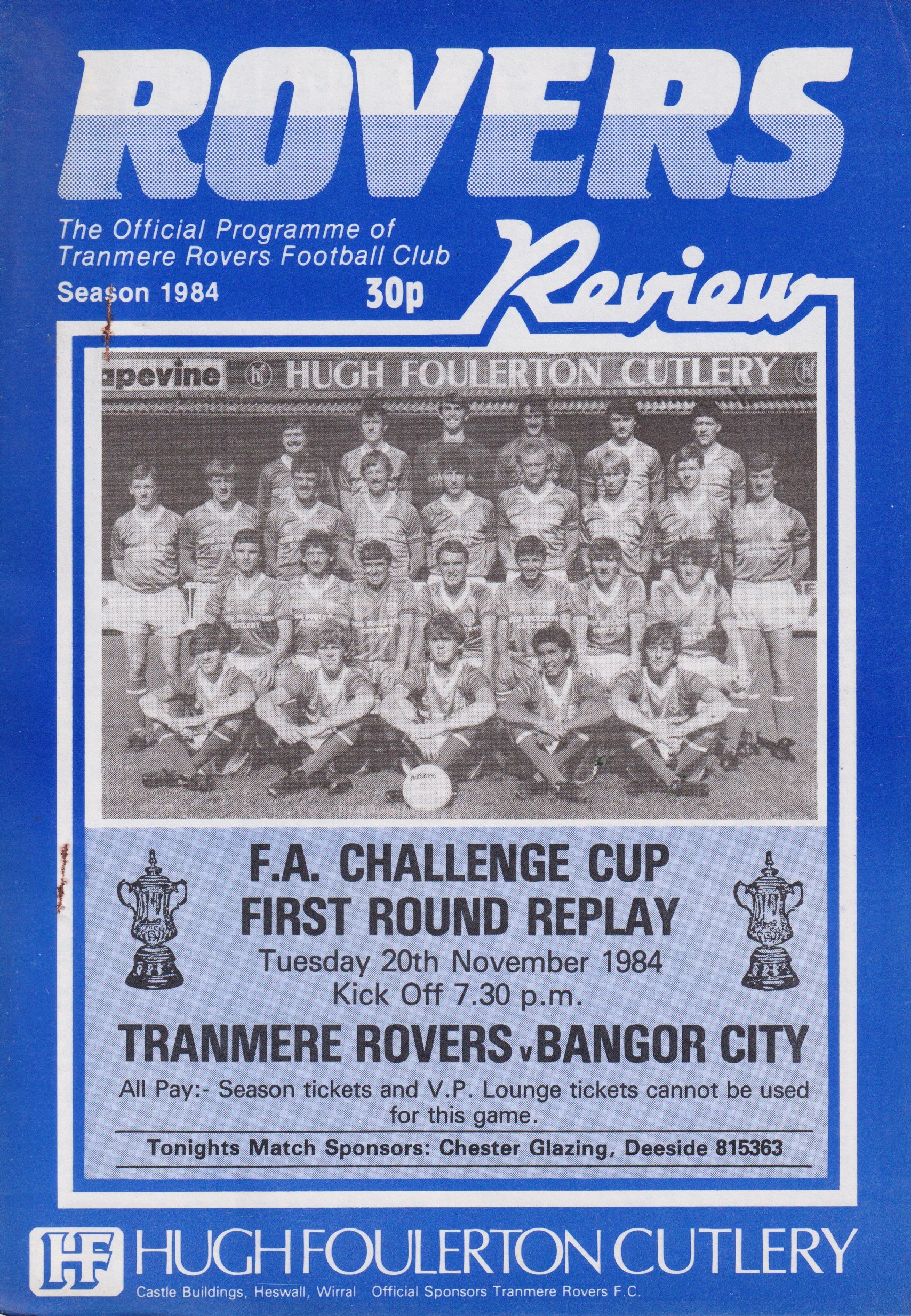 Tranmere Rovers v Bangor City match programme